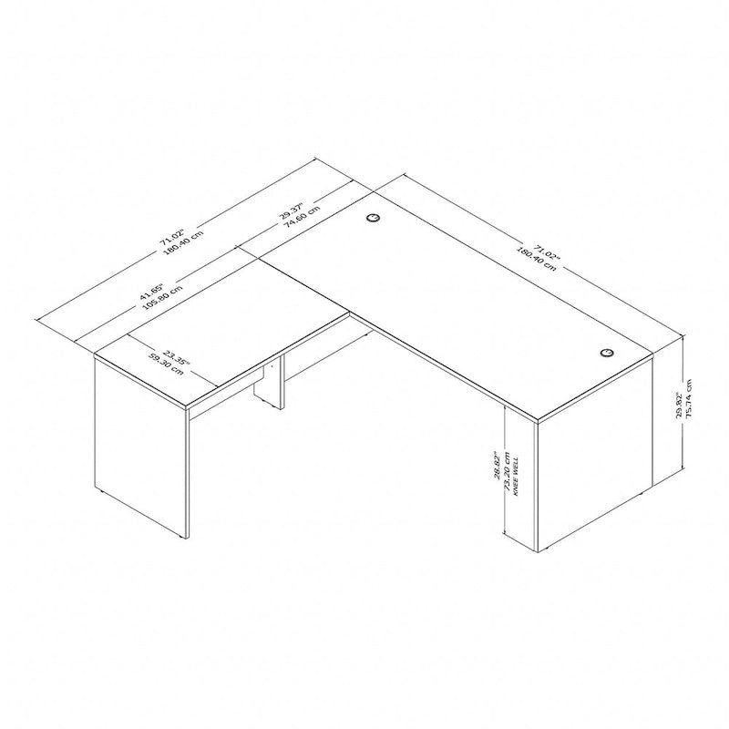 72"W L-Shaped Office Desk with 42" Return - Commercial Grade
