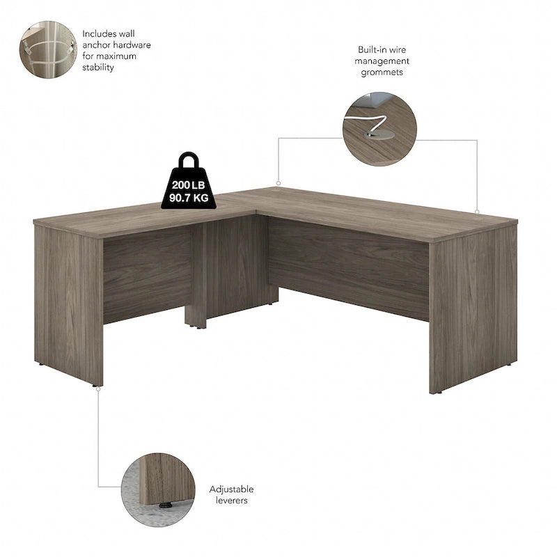 72"W L-Shaped Office Desk with 42" Return - Commercial Grade