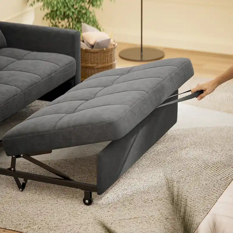 3-in-1 Convertible Loveseat Sofa Bed with Pull-Out Bed and Adjustable Backrest
