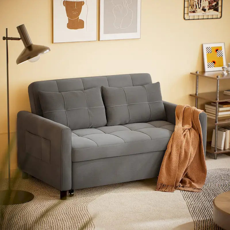 3-in-1 Convertible Loveseat Sofa Bed with Pull-Out Bed and Adjustable Backrest
