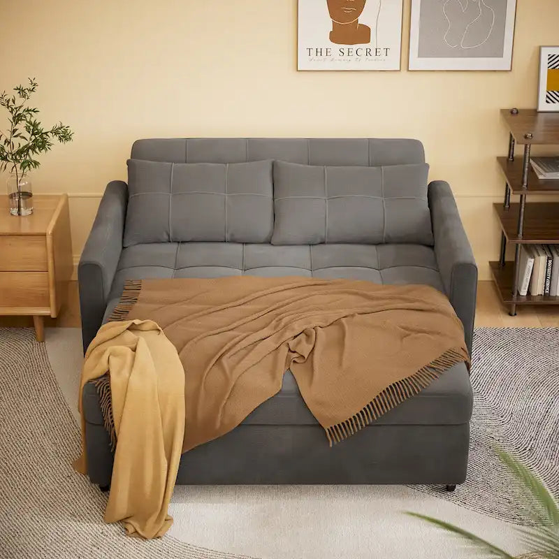 3-in-1 Convertible Loveseat Sofa Bed with Pull-Out Bed and Adjustable Backrest