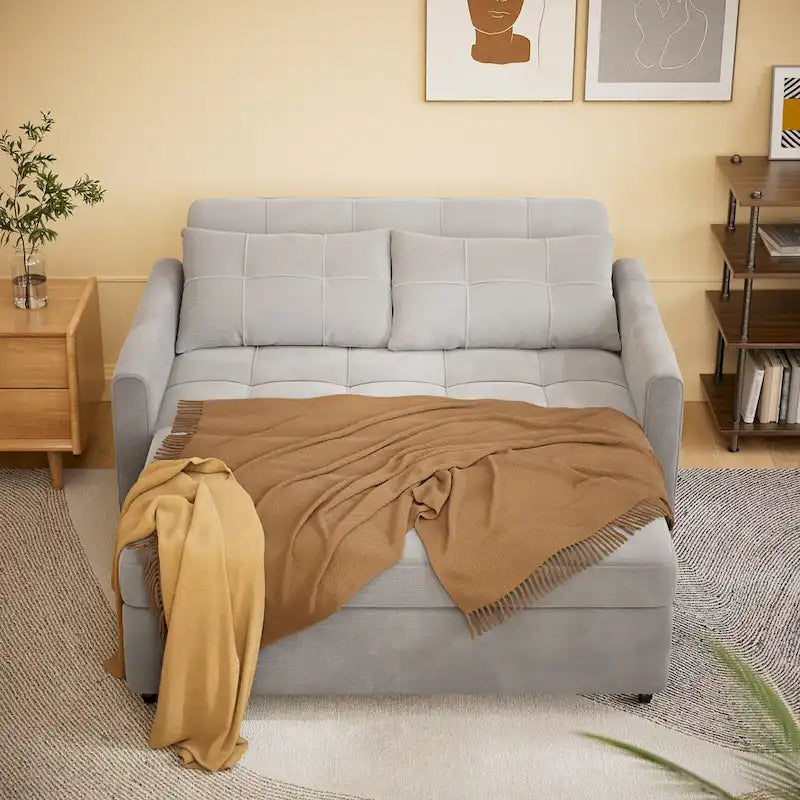 3-in-1 Convertible Loveseat Sofa Bed with Pull-Out Bed and Adjustable Backrest