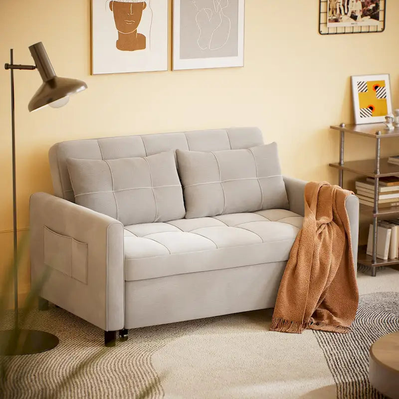 3-in-1 Convertible Loveseat Sofa Bed with Pull-Out Bed and Adjustable Backrest