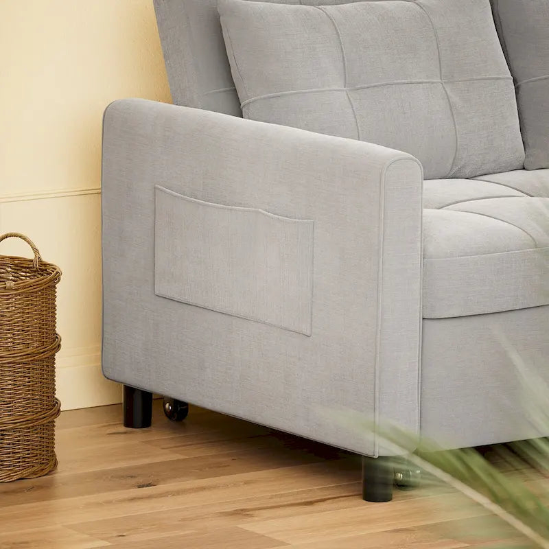 3-in-1 Convertible Loveseat Sofa Bed with Pull-Out Bed and Adjustable Backrest