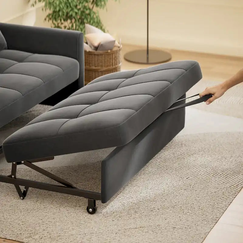 3-in-1 Convertible Loveseat Sofa Bed with Pull-Out Bed and Adjustable Backrest