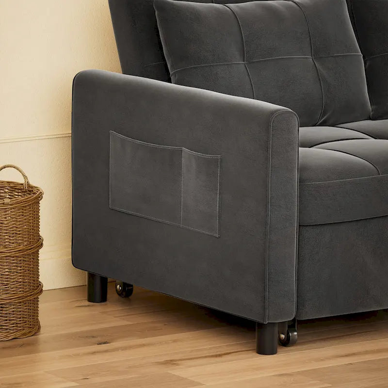 3-in-1 Convertible Loveseat Sofa Bed with Pull-Out Bed and Adjustable Backrest