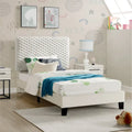 Twin Platform Bed with Adjustable Headboard - White Dove Fabric