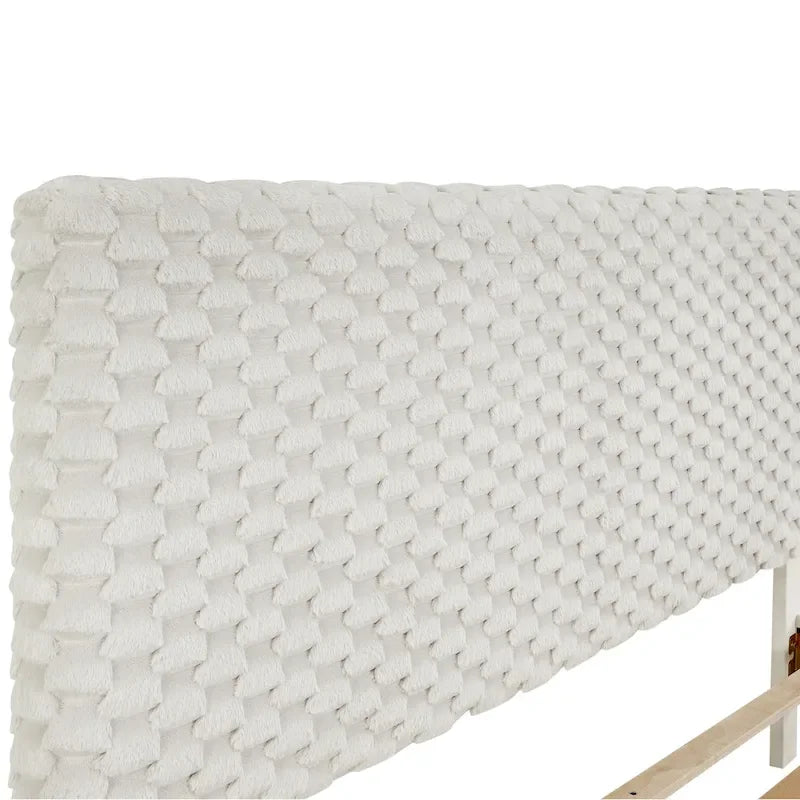 Twin Platform Bed with Adjustable Headboard - White Dove Fabric