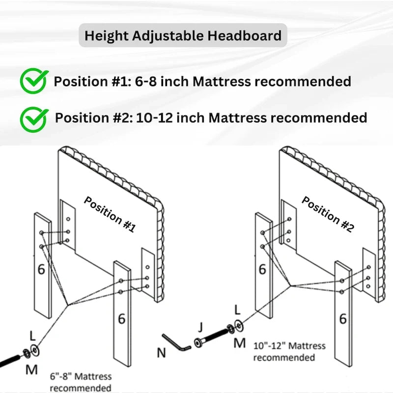 Twin Platform Bed with Adjustable Headboard - White Dove Fabric