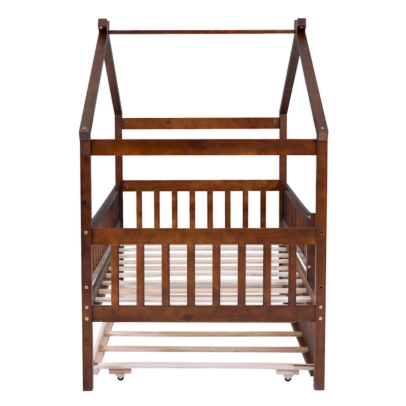 Twin Pine House Bed with Twin Trundle