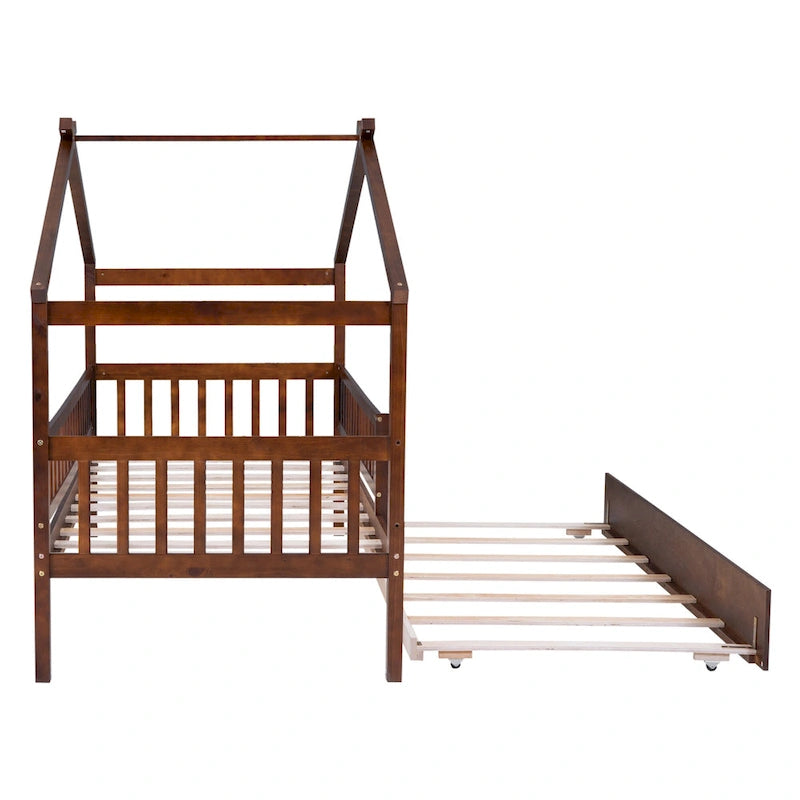 Twin Pine House Bed with Twin Trundle