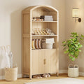 71" Tall Arched 5-Tier Shoe Cabinet with Doors - Natural Wood Grain