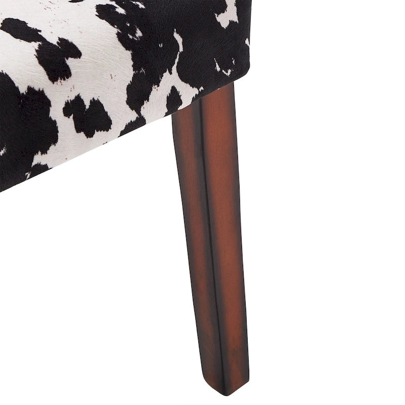 Cowhide Print Parsons Dining Chairs with Wood Legs - Set of 2