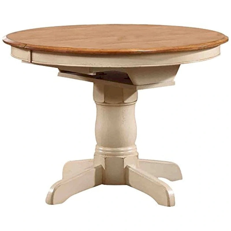 42" Round Extendable Butterfly Leaf Dining Table with Pedestal Base