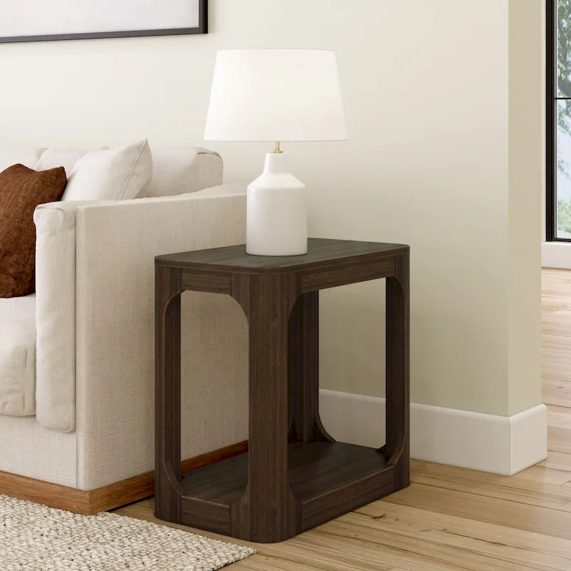 Solid Pine Rectangular Side Table with Bottom Shelf - 25"