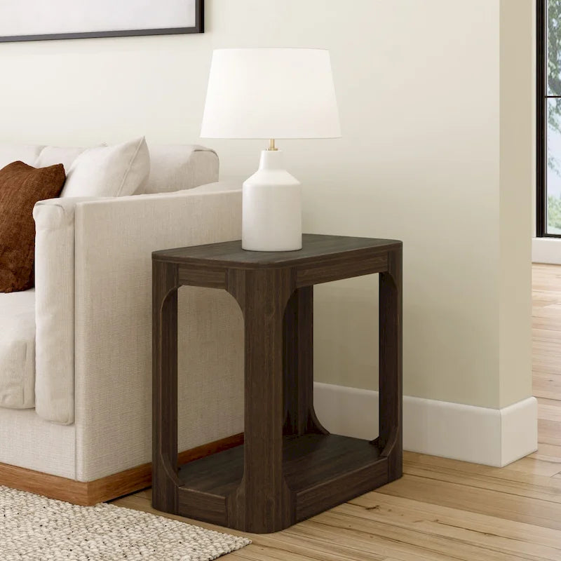 Solid Pine Rectangular Side Table with Bottom Shelf - 25"