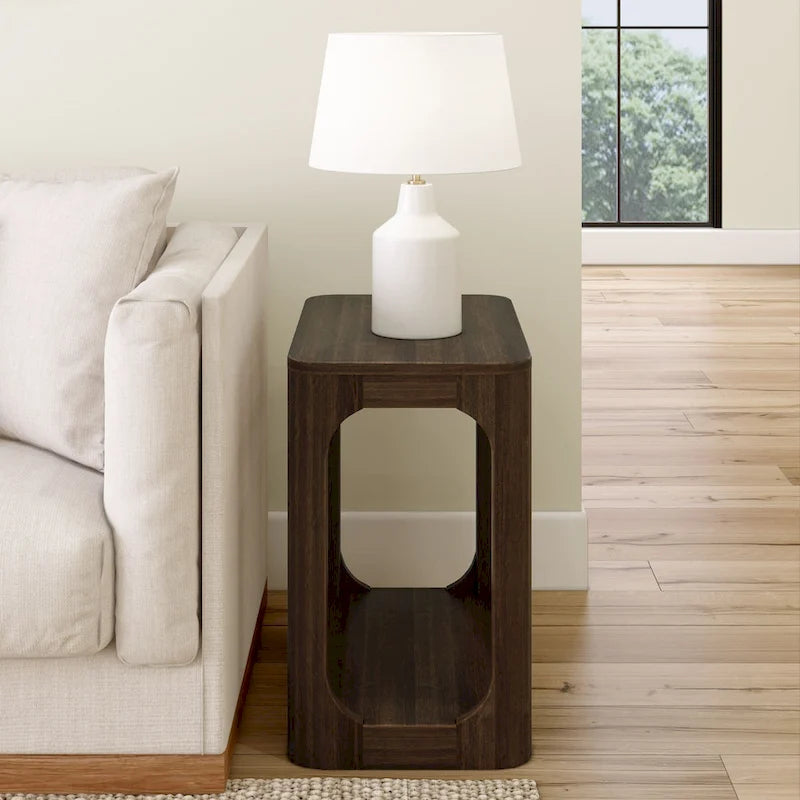 Solid Pine Rectangular Side Table with Bottom Shelf - 25"