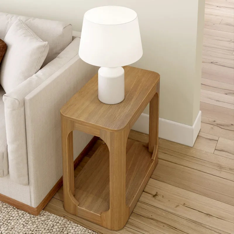 Solid Pine Rectangular Side Table with Bottom Shelf - 25"