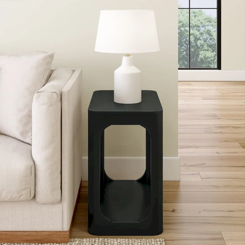 Solid Pine Rectangular Side Table with Bottom Shelf - 25"