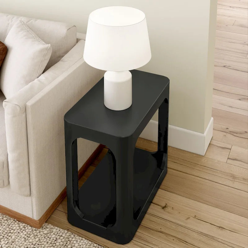 Solid Pine Rectangular Side Table with Bottom Shelf - 25"