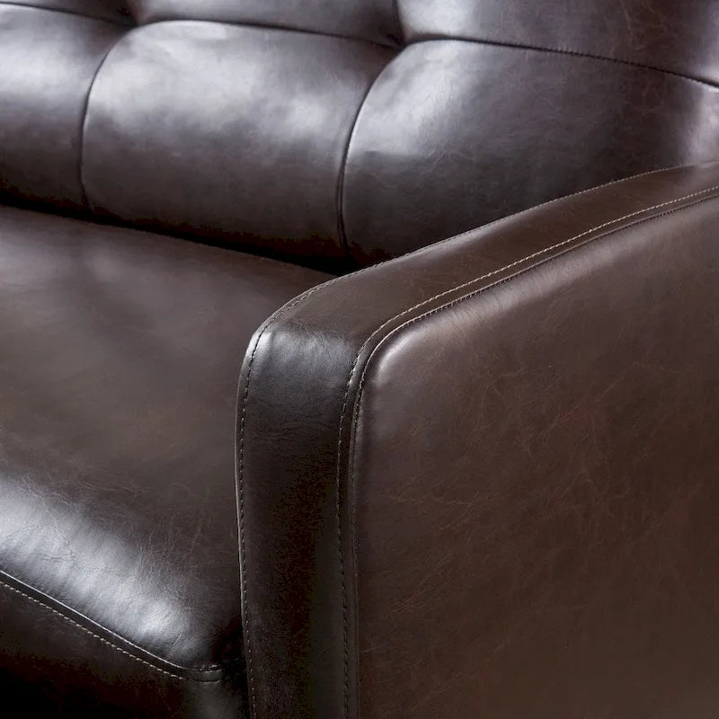2-Seater Faux Leather Push-Back Recliner Club Chair with Button Tufting