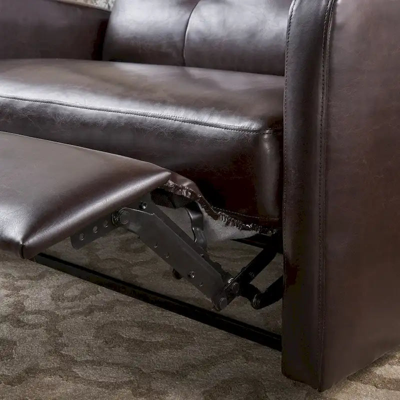 2-Seater Faux Leather Push-Back Recliner Club Chair with Button Tufting