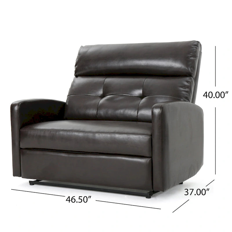 2-Seater Faux Leather Push-Back Recliner Club Chair with Button Tufting