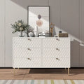 6-Drawer Dresser Chest with Honeycomb Pattern and Gold Metal Legs