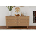 6-Drawer Wood Dresser in Sand Beige - Mahogany with Dovetail Construction