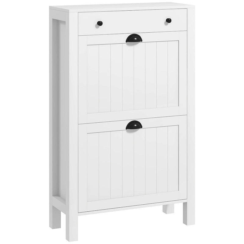 Slim Freestanding Shoe Cabinet with 2 Flip Drawers and Adjustable Shelves