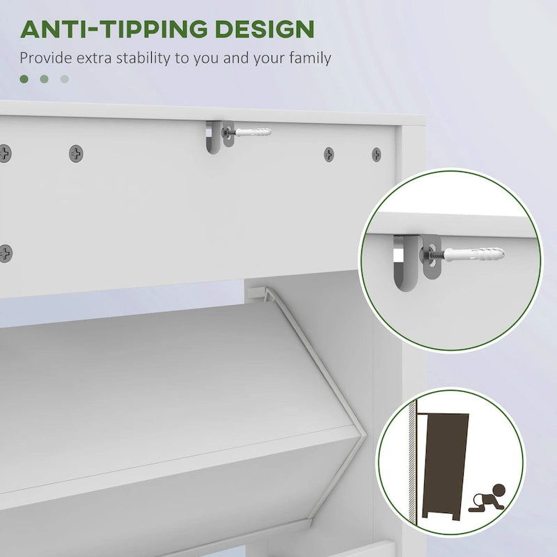Slim Freestanding Shoe Cabinet with 2 Flip Drawers and Adjustable Shelves