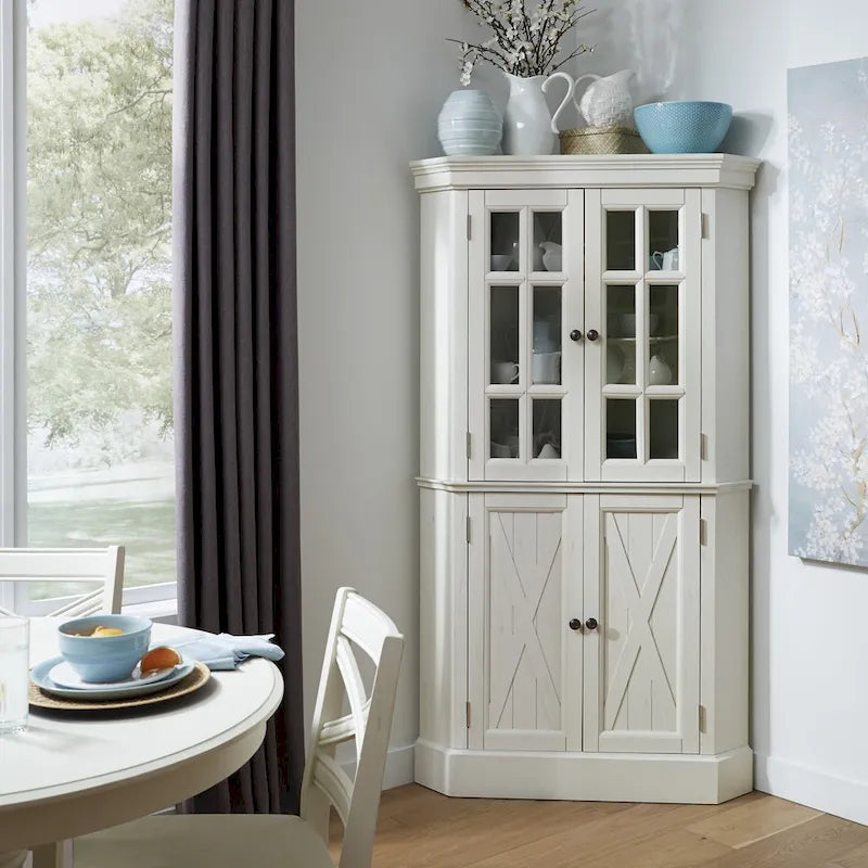 Corner Cabinet with Glass and Wood Doors
