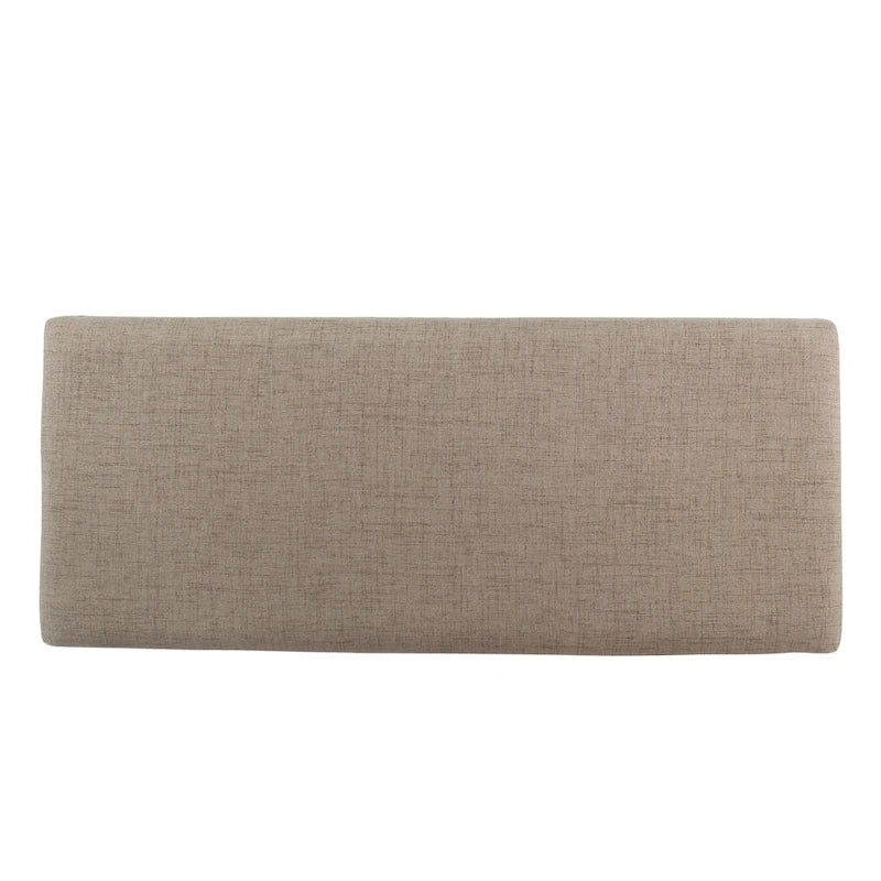 Tufted Linen Storage Bench with Nailhead Trim and Wood Legs