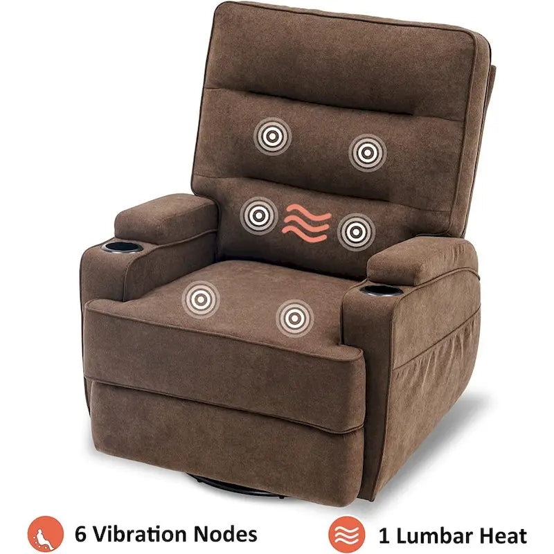 Electric Power Swivel Glider Recliner with Heat and Massage