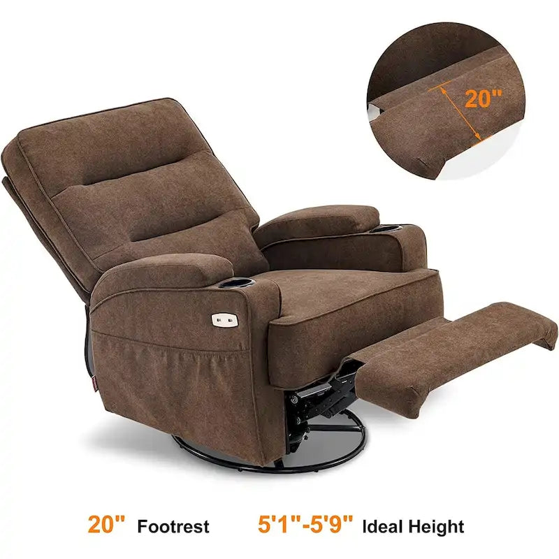 Electric Power Swivel Glider Recliner with Heat and Massage