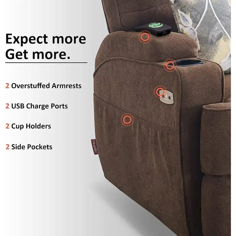 Electric Power Swivel Glider Recliner with Heat and Massage