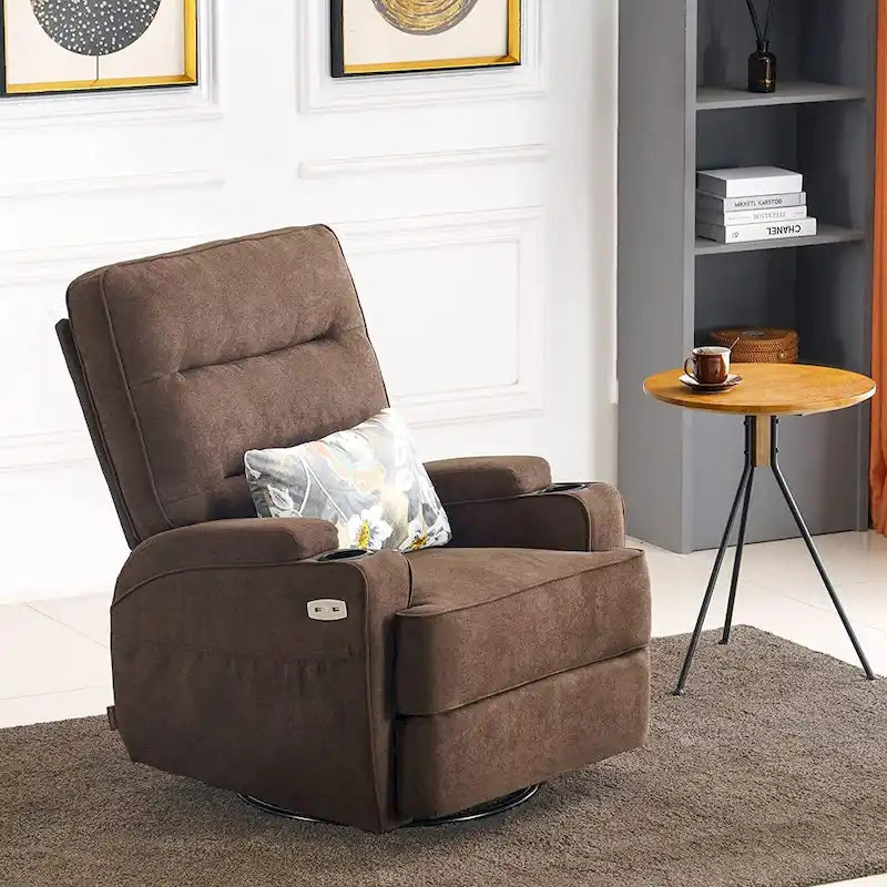 Electric Power Swivel Glider Recliner with Heat and Massage