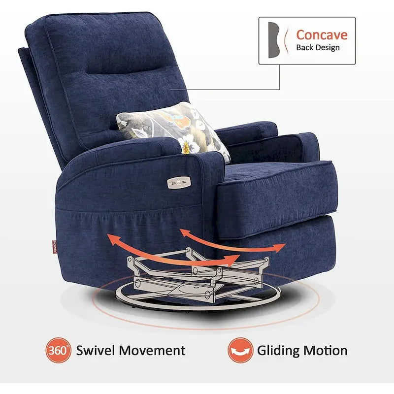 Electric Power Swivel Glider Recliner with Heat and Massage