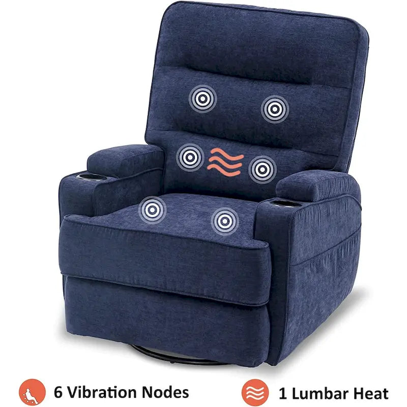 Electric Power Swivel Glider Recliner with Heat and Massage