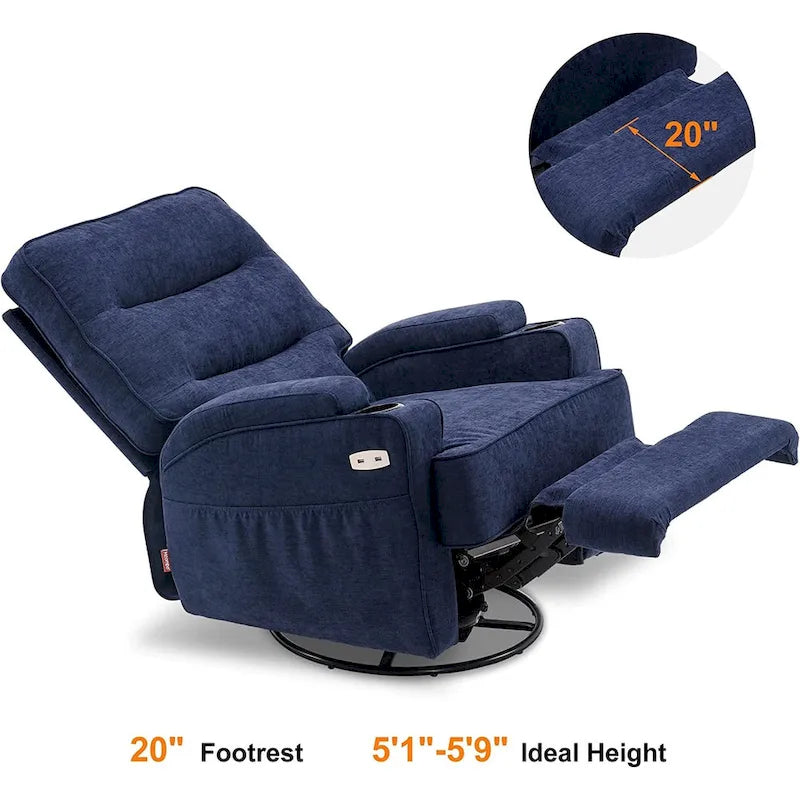 Electric Power Swivel Glider Recliner with Heat and Massage