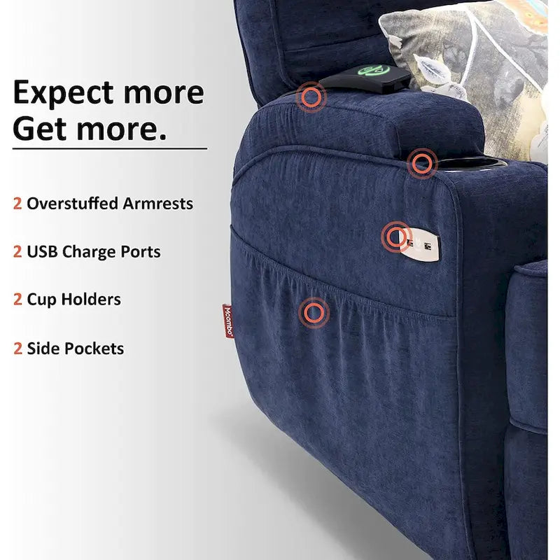 Electric Power Swivel Glider Recliner with Heat and Massage