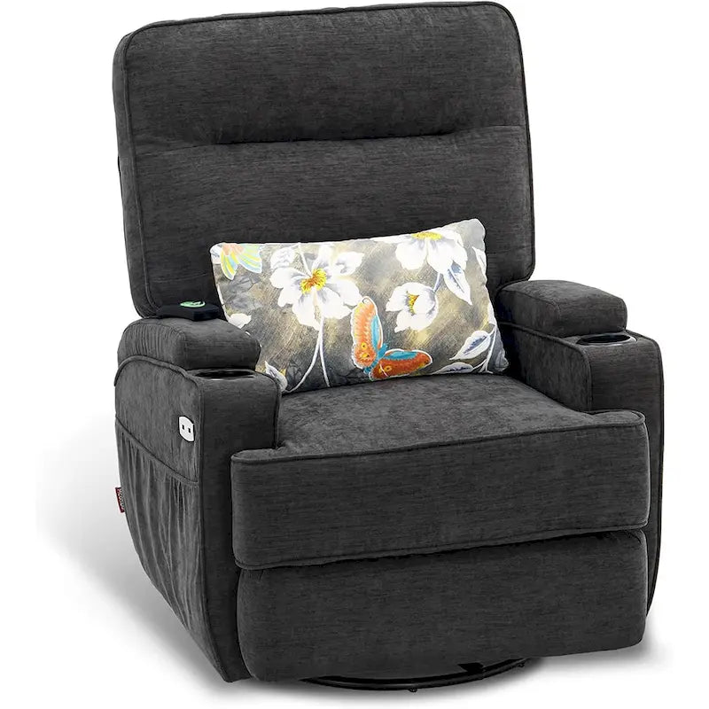 Electric Power Swivel Glider Recliner with Heat and Massage