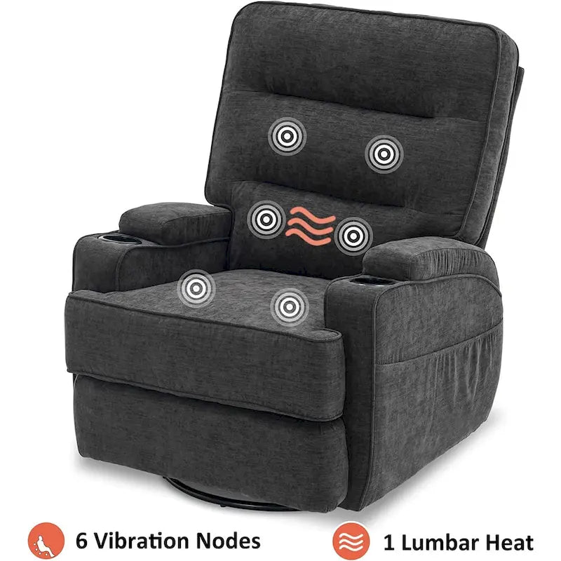 Electric Power Swivel Glider Recliner with Heat and Massage