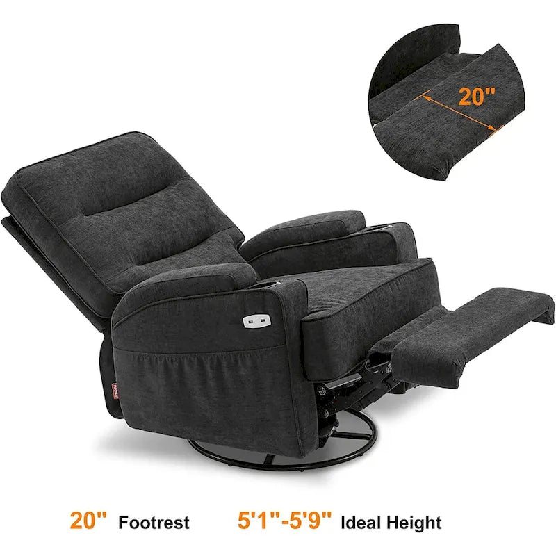 Electric Power Swivel Glider Recliner with Heat and Massage