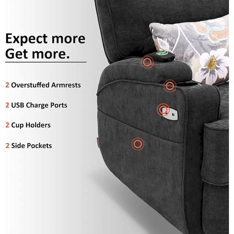 Electric Power Swivel Glider Recliner with Heat and Massage