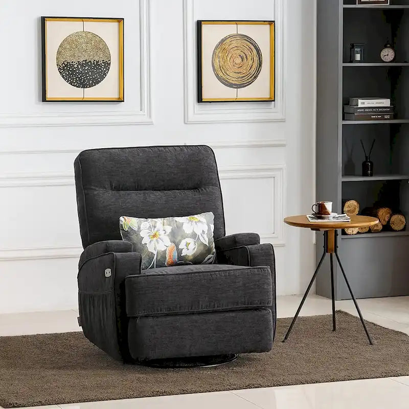 Electric Power Swivel Glider Recliner with Heat and Massage