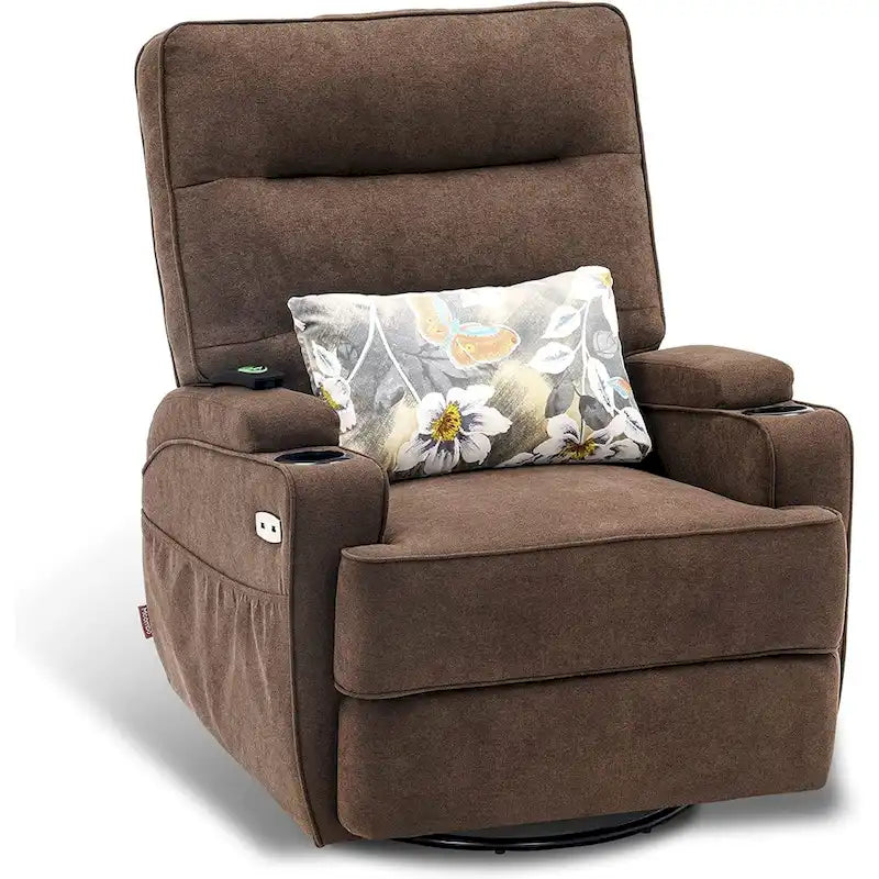 Electric Power Swivel Glider Recliner with Heat and Massage