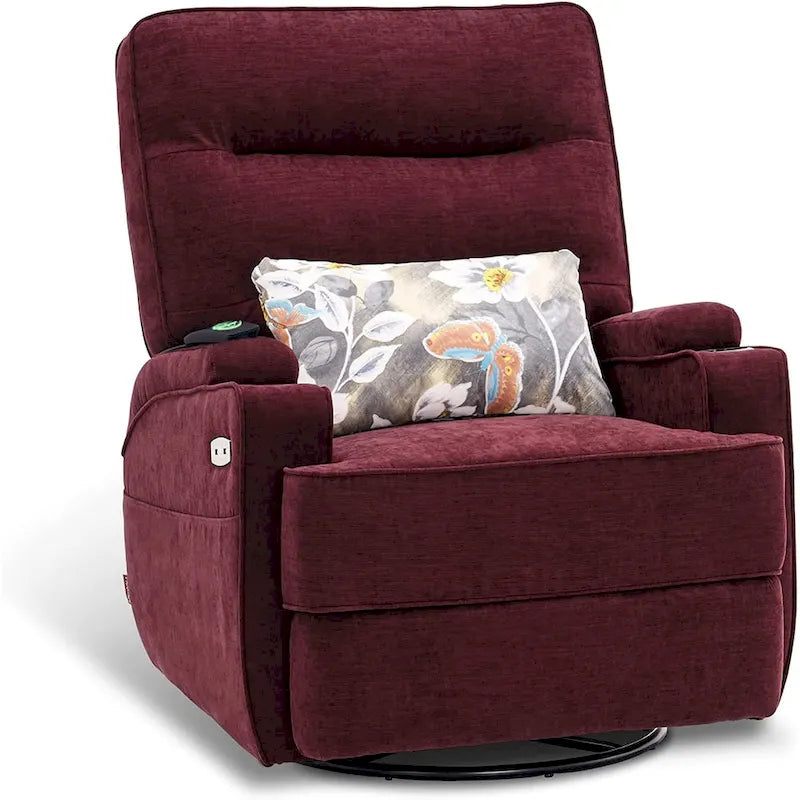 Electric Power Swivel Glider Recliner with Heat and Massage