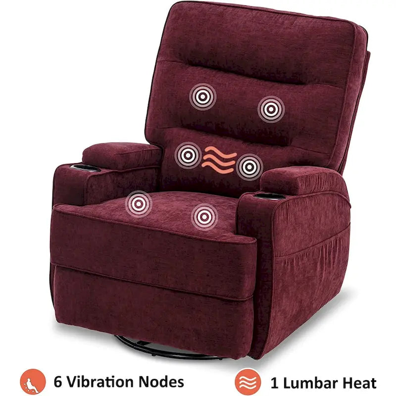 Electric Power Swivel Glider Recliner with Heat and Massage