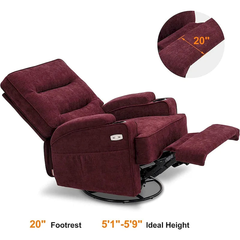 Electric Power Swivel Glider Recliner with Heat and Massage